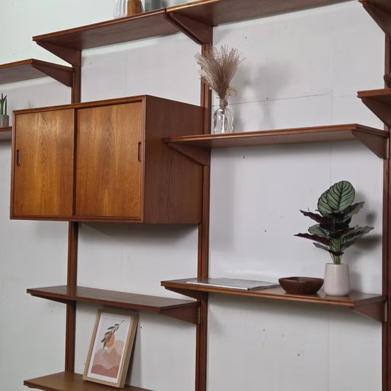 Vintage 60s Danish Teak Modular Wall System Mid Century, Wall cabinet, Wood, Brown, Mid Century Modern (photo 18 of 24)