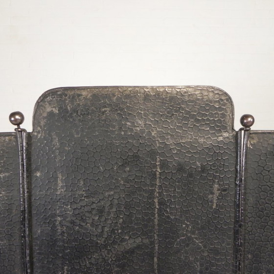 Image 1 of Stalen Art Deco kamerscherm met messing details, jaren 30