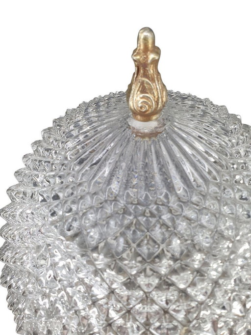 2246 Barock-Deckenleuchte mit Reliefglas und kupferfarbenem Rand