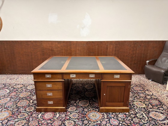 Grande Scrivania Chesterfield Inglese Classica Partner Desk – Scrivanie, Leather, Metal (photo 4 of 20)