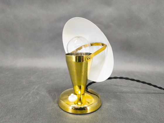 Image 1 of Bauhaus Brass Adjustable Table Lamp, 1930s Czechoslovakia