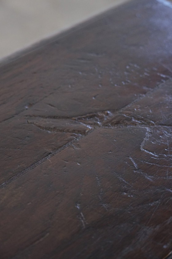 Image 1 of Antieke Engelse eikenhouten joint stool/bijzettafel/kruk uit de 18e eeuw