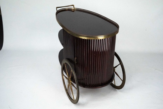 Image 1 of Mid-Century Italian Bar Cart with Shutter, 1950s
