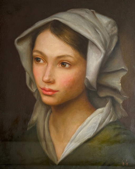 Giuseppe Giglio – Innocenza Divina – Dipinto a Olio Originale – Ritratto Classico – 50x40 cm