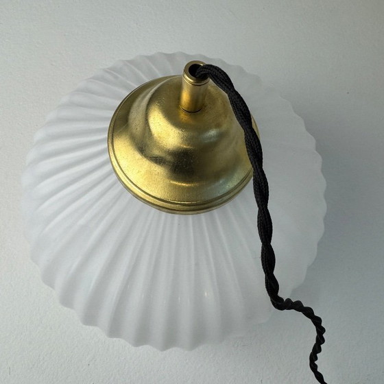 Image 1 of VINTAGE FLIPPED OPALINE PENDANT LIGHT