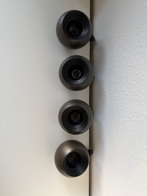 STAFF spherical lights, set of 4, wall lamps, 1960s/70s, Space Age, adjustable – spotjes, Metal (photo 2 of 20)