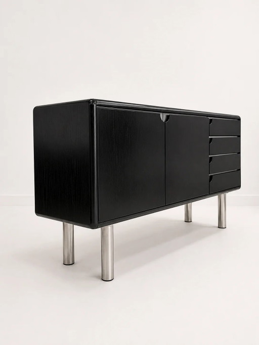 Vintage dressoir in zwart gebeitst eikenhout