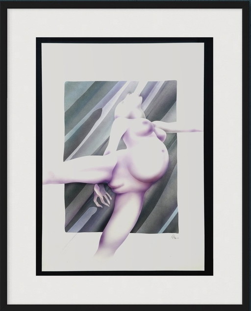 Yvon Adam rare peinture érotique vers 1985 - encadrée 