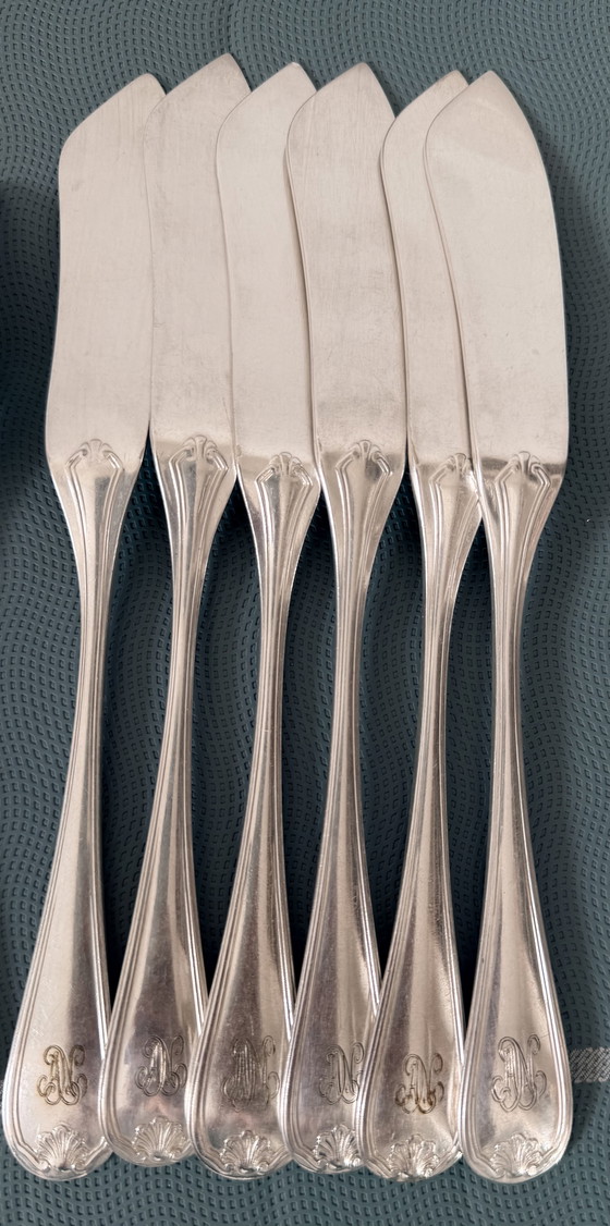 Image 1 of Elegant 24-piece fish service – Marot Bérain pattern in silver-plated metal
