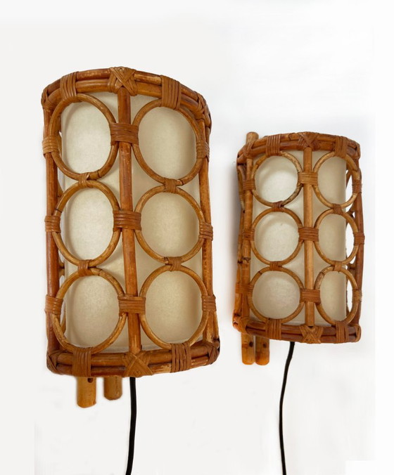 Mid-Century Rotan Wandlampen — Louis Sognot Stijl – Rattan (photo 14 of 22)