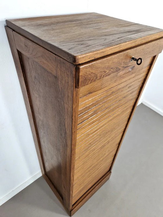 Vintage Large Oak Shutter Cabinet | 1930s, Sideboard cabinet, Brass, Brown (photo 7 of 11)