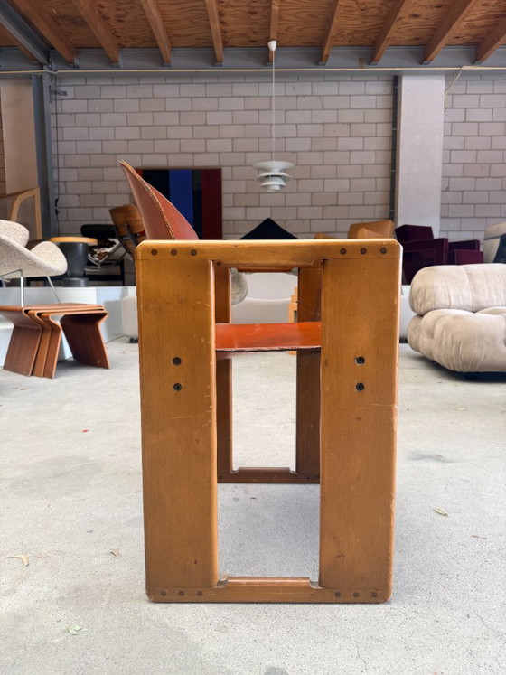 Sedia Vintage B&B Italia Dialogo Afra & Tobia Scarpa – Poltrone, Leather, Wood (photo 6 of 13)