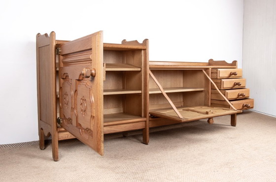 Image 1 of Französisches Sideboard aus massiver Eiche von Guillerme und Chambron für Your Home 1960.