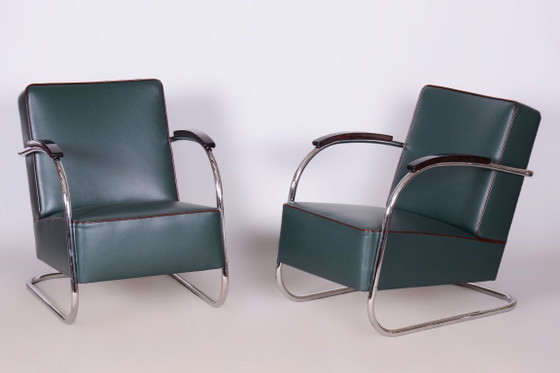 Restored Bauhaus Stool, by Robert Slezák, Chrome, Leather, Czech, 1930s (photo 5 of 20)