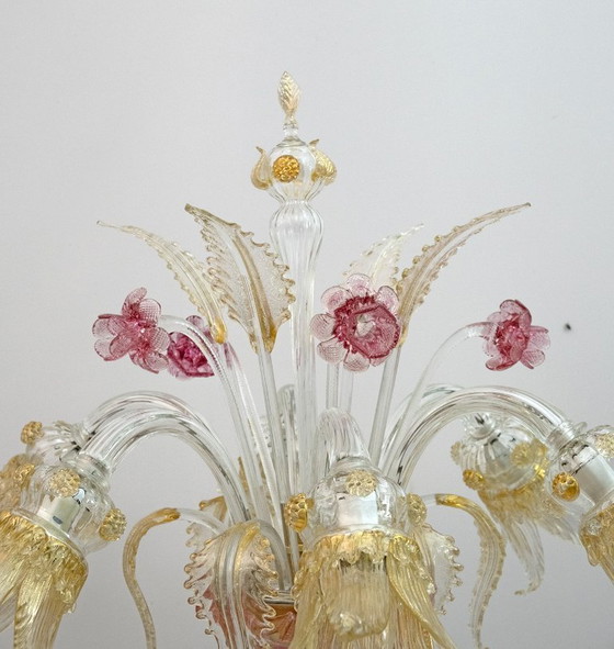 Image 1 of Lampadaire à 6 bras en verre de Murano soufflé Ca'Rezzonico, Italie, années 1950