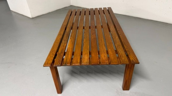 Scandinavian slatted bench or plant table 60s/70s, Benches, Wood, Brown (photo 7 of 7)