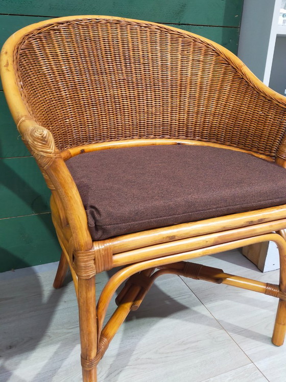 Rieten Stoel Met Kussentje – Stoelen / fauteuils, Rattan, Textile (photo 3 of 6)