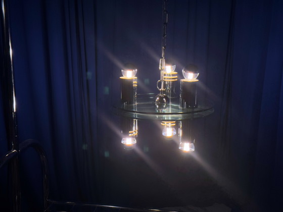 Image 1 of Vintage plafondlamp chroom Sputnik Italië jaren 70 Space Age Brutalis