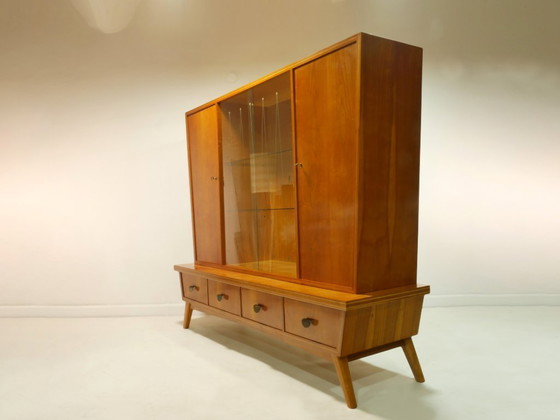 Mobile da soggiorno vintage, anni '60, vetrina di metà secolo, Germania – Credenze alte, Glass, Wood (photo 3 of 17)