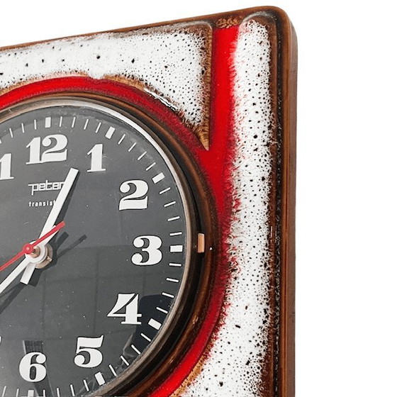 Image 1 of Orologio da parete vintage Junghans Peter in ceramica Fat Lava, Germania Ovest, anni '60