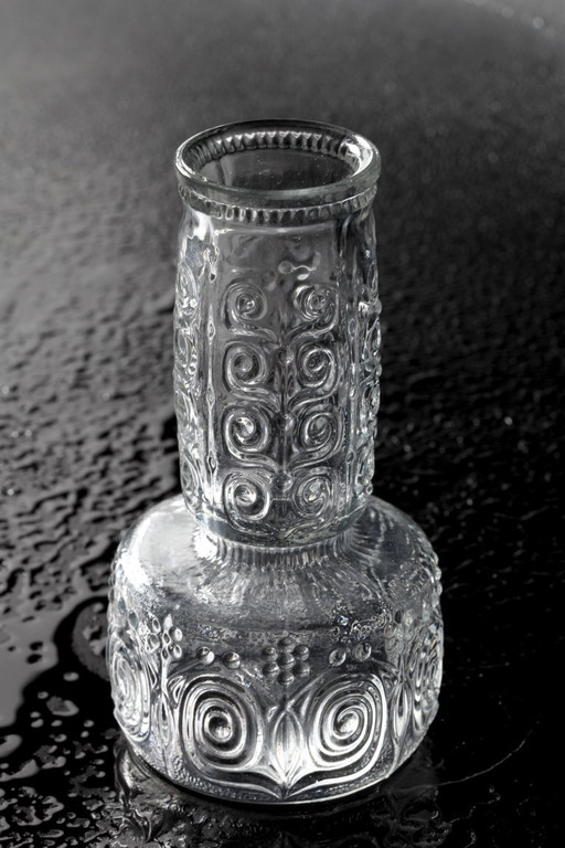 Vintage Mid-century Clear Pressed Glass Vase by Adolf Matura / Rosice / Czech Republic / 1973