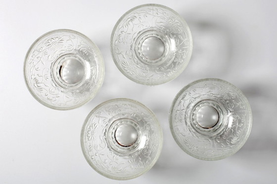 Image 1 of Set of 4 Mid-Century Pressed Glass Dessert Bowls Cibulak by Pavel Panek / 1977