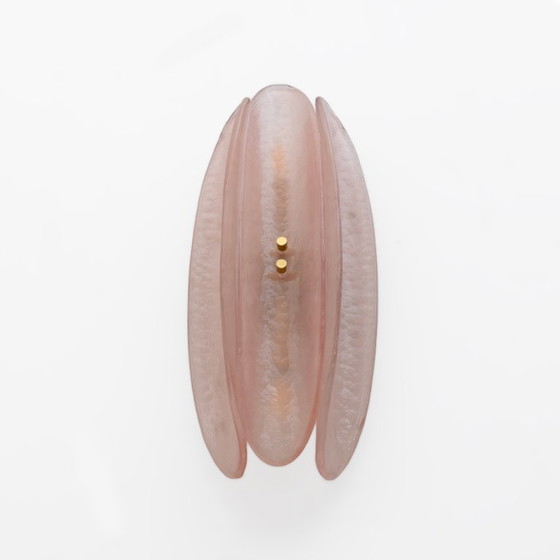 Image 1 of Coppia di lampade in vetro di Murano rosa in stile Fontana Arte della metà del secolo scorso