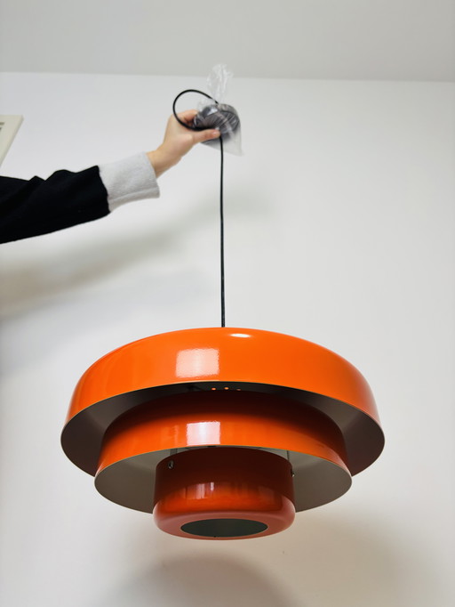 Lámpara colgante naranja de varios niveles, diseño danés de los años 70