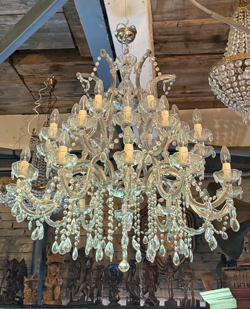 Very large old crystal chandelier