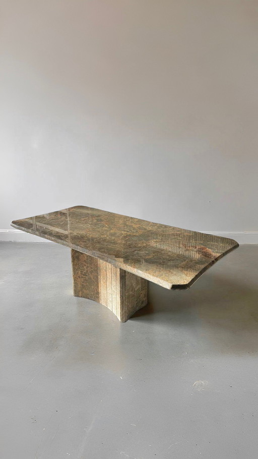 Mesa de comedor vintage de mármol Fior di Pesco, Italia 1980