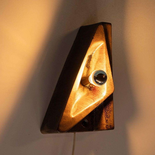 Vintage wall lamp ceramic Brutalist ceramic wall scone 70s