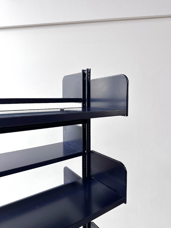 Image 1 of Italienisch-Dutch Lips Vago "Congresso" Stahlblaues Doppelbücherregal, 1966