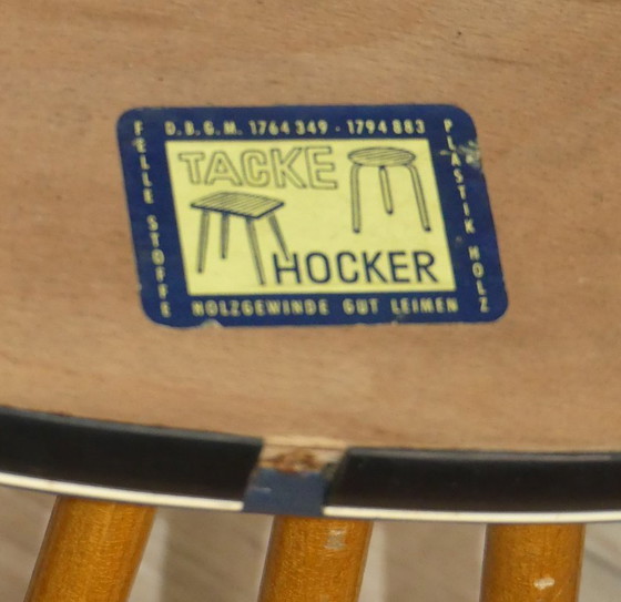 Image 1 of Chaise des années 50 chaise à barreaux Tacke fifties chaise de cuisine en bois bleu rockabilly