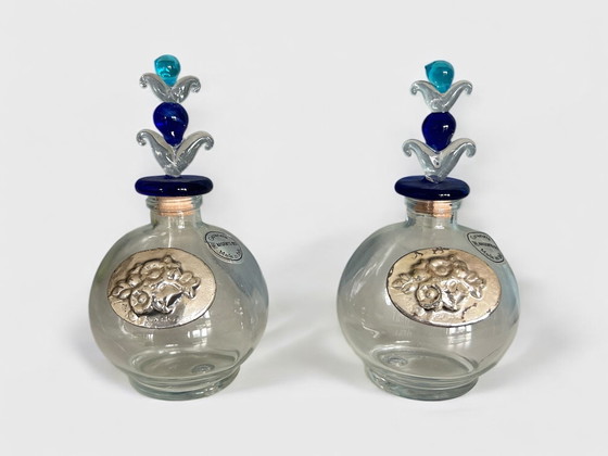 Image 1 of Set Van 2 Italiaanse Parfumflesjes Met Zilveren Decoratie (Argento 925)