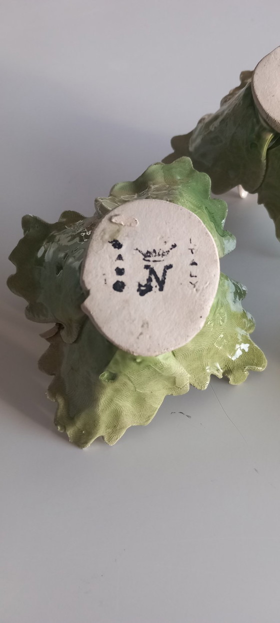 Image 1 of Italiaanse keramische bloemornamenten - set van 3 - Mid-century decor