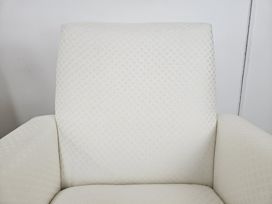 Image 1 of Sillones italianos de los años 50 en tela color crema con patas de hierro