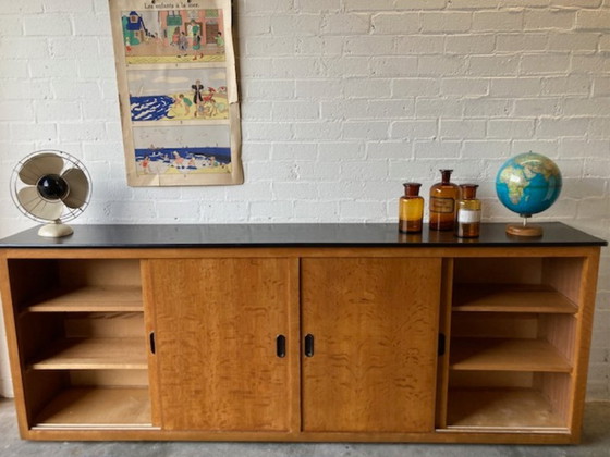 Image 1 of Vintage school cupboard sliding door cupboard dresser XL