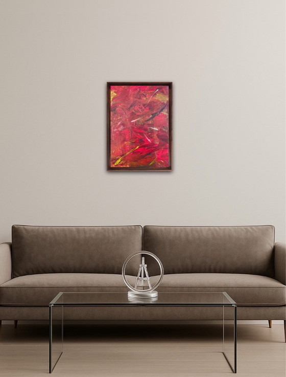 Image 1 of Abstract acrylic artist painting on canvas frame 46x33cm.
