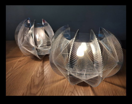 Image 1 of Set aus 2 Muno 'The Wire' Wand-/Tischlampen – Space Age (Paul Secon Stil)