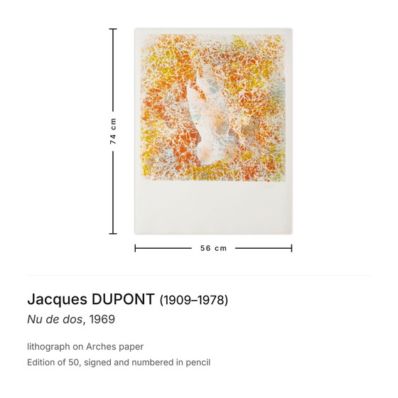 Image 1 of Jacques DUPONT Rückenakt Signierte Lithografie 1969