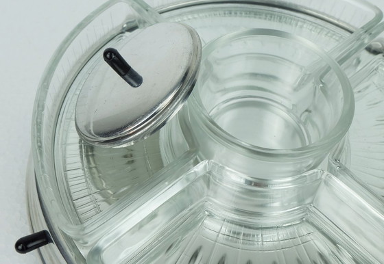 Image 1 of Art-déco-Drehteller, Servierplatte, 5-teiliges Set auf drehbarem Tablett