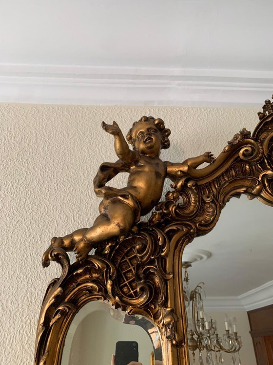 Monumental gilded Rococo style Mirror with chest – Wood (photo 9 of 11)
