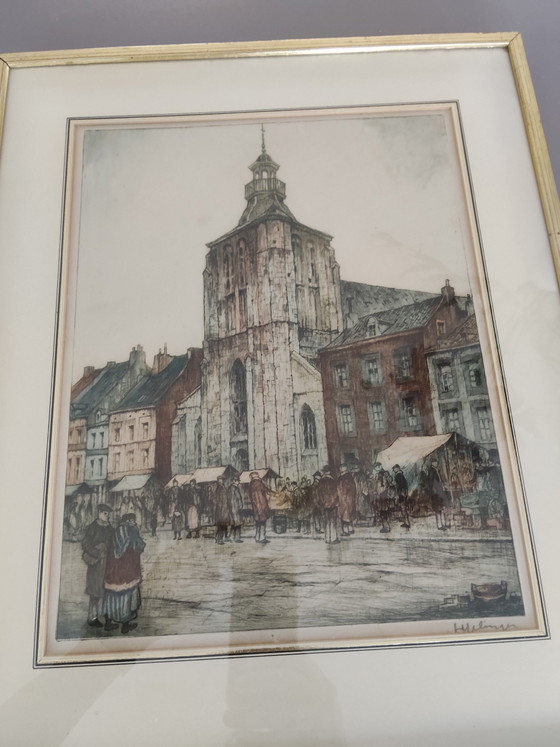 Image 1 of Han Jellinger Ets/ pentekening Boschstraat Maastricht 