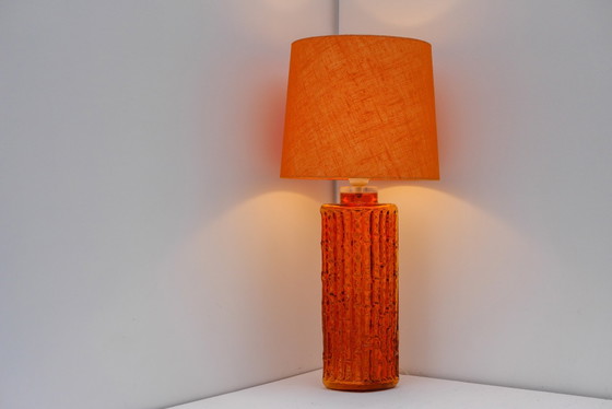 Grand Orange Glass Table Lamp by Gustav Leek for Orrefors, Sweden (photo 18 of 19)