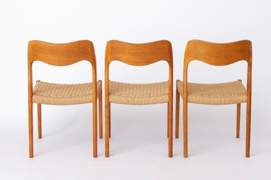 Image 1 of Set of 6 Niels Otto Møller Model 71 Dining Chairs, 1960s, Danish Mid Century Teak Chairs with Danish Cord Seats, Scandinavian De