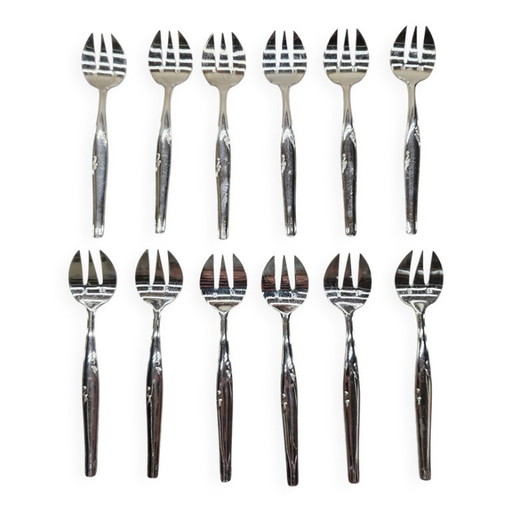 12-Piece Silver-Plated Metal Dessert Fork Set – besteksets