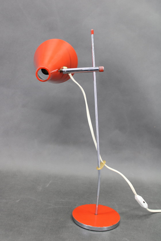 Image 1 of 1960er Josef Hurka Rote Tischlampe für Lidokov, Tschechoslowakei