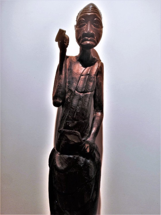 Image 1 of Statues africaines de grands et petits chasseurs/guerriers