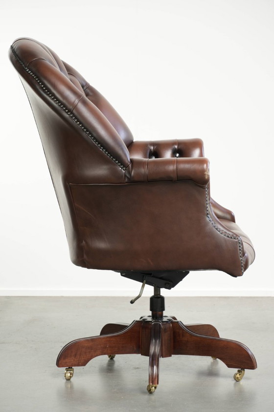 Sedia da ufficio Chesterfield in pelle bovina marrone in lussuoso stile inglese – Sedie da ufficio, Leather (photo 3 of 14)