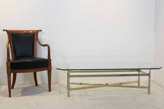 Extraordinary Brass, Chrome and Glass Center table, France 1970s, Coffee tables, Silver (photo 11 of 12)